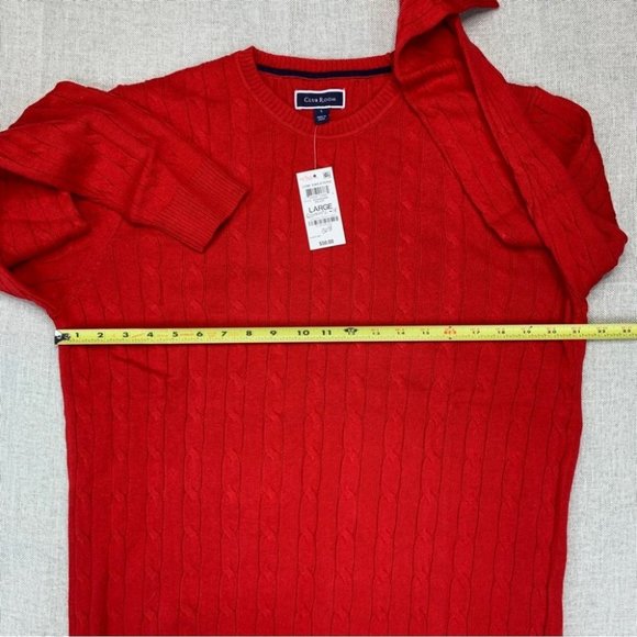 Club Room Mens Cable-Knit Cotton Sweater Ablaze L - Picture 6 of 9
